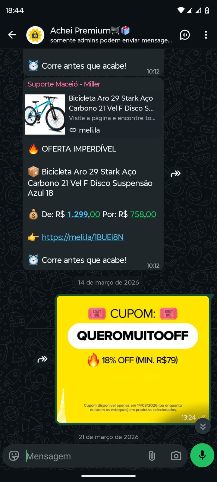 Grupo WhatsApp Achei Premium - Ofertas 1
